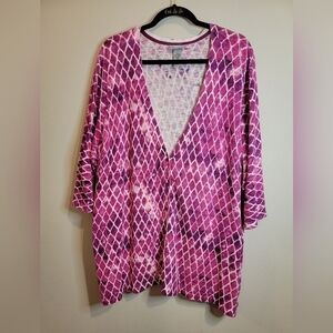 Catherine's Magenta Pink 3/4‎ Sleeve Cardigan Size 2X